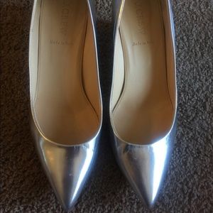 J. Crew silver wedges, pointed toe
